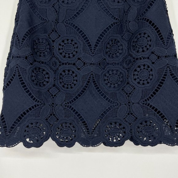 Abercrombie & Fitch Skirt Navy Blue Embroidered Crochet Mini - Picture 10 of 10